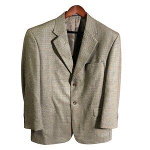 Stafford Mens Blazer Jacket Size 44R Double Button Houndstooth Wool Cashmere